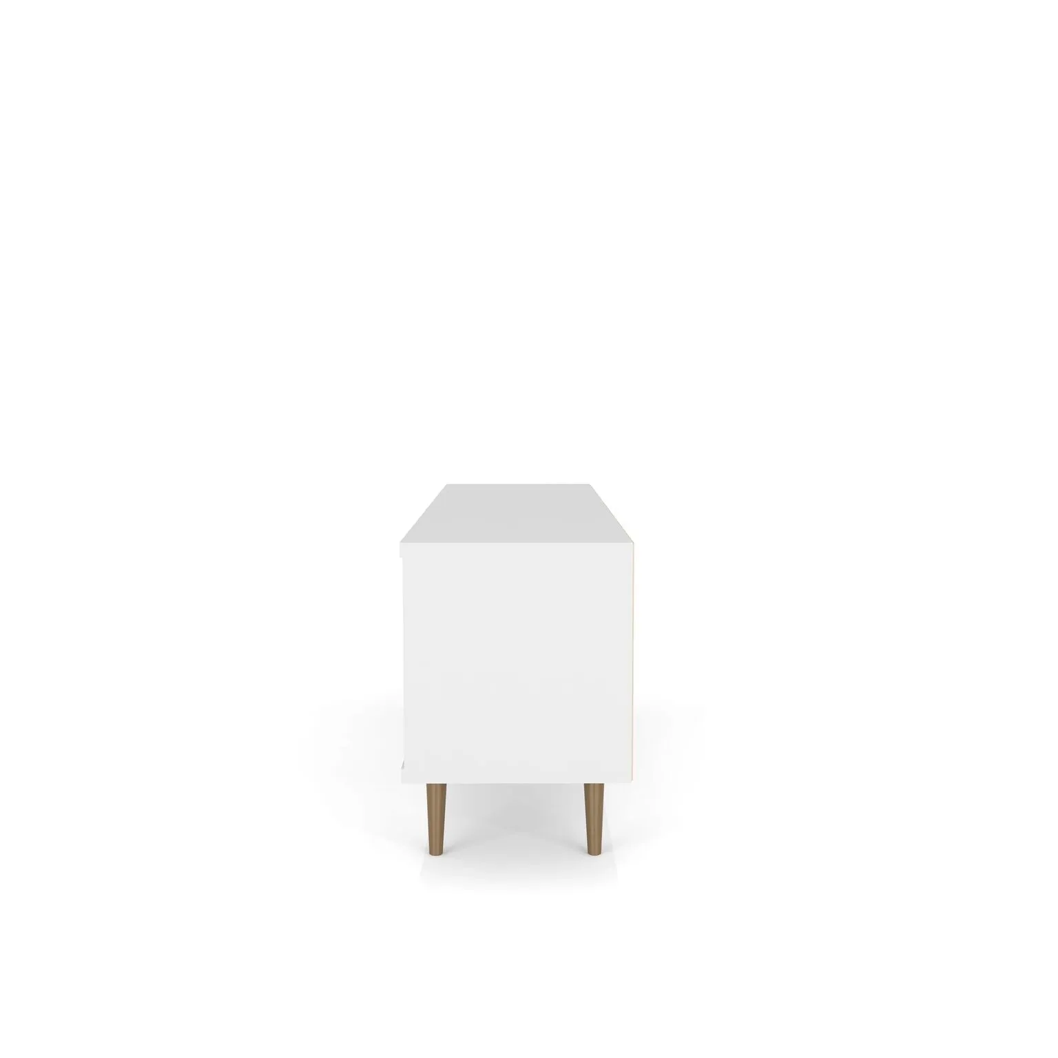 Liberty 62.99" Mid-Century - Modern TV Stand with 3 Shelves and 2 Doors in White and 3D Brown Prints