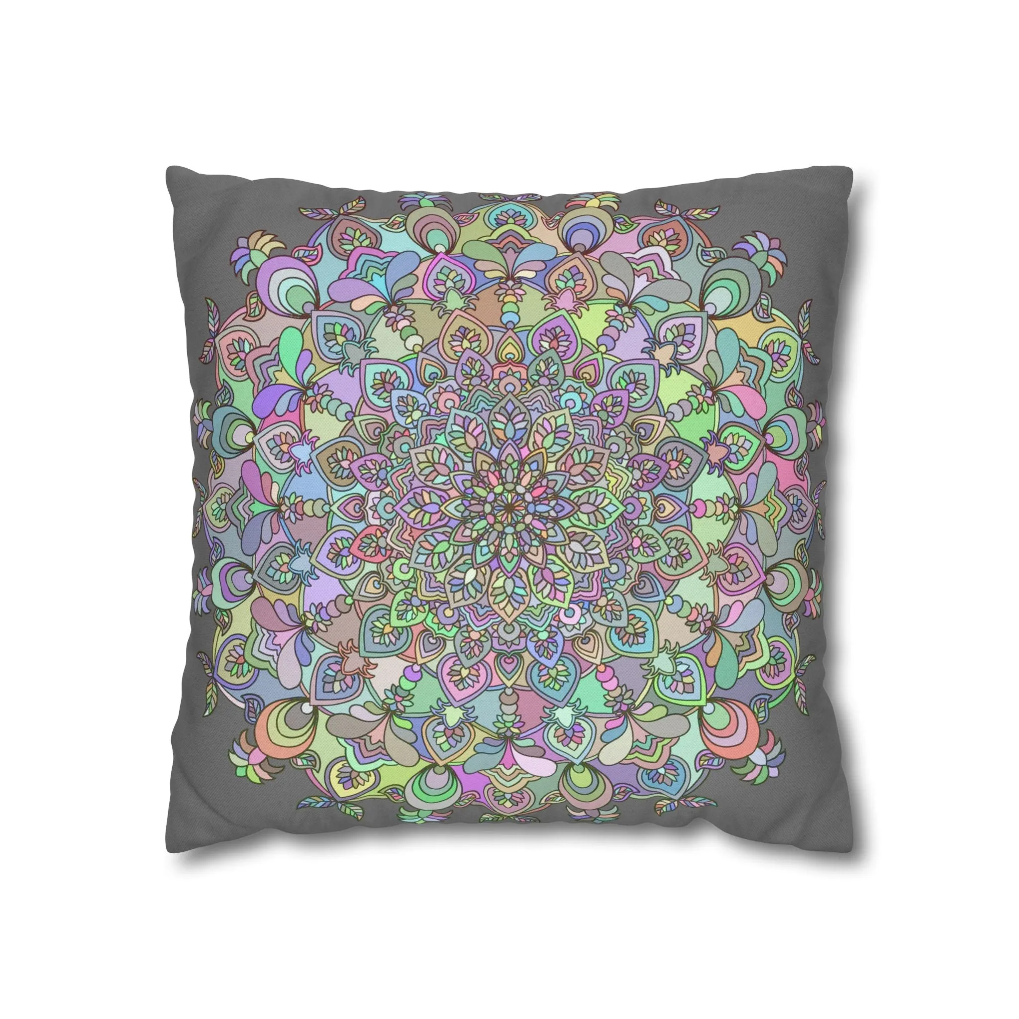 Mandala Design Square Pillowcase - Hand-drawn Art in Soft Pastel Colors