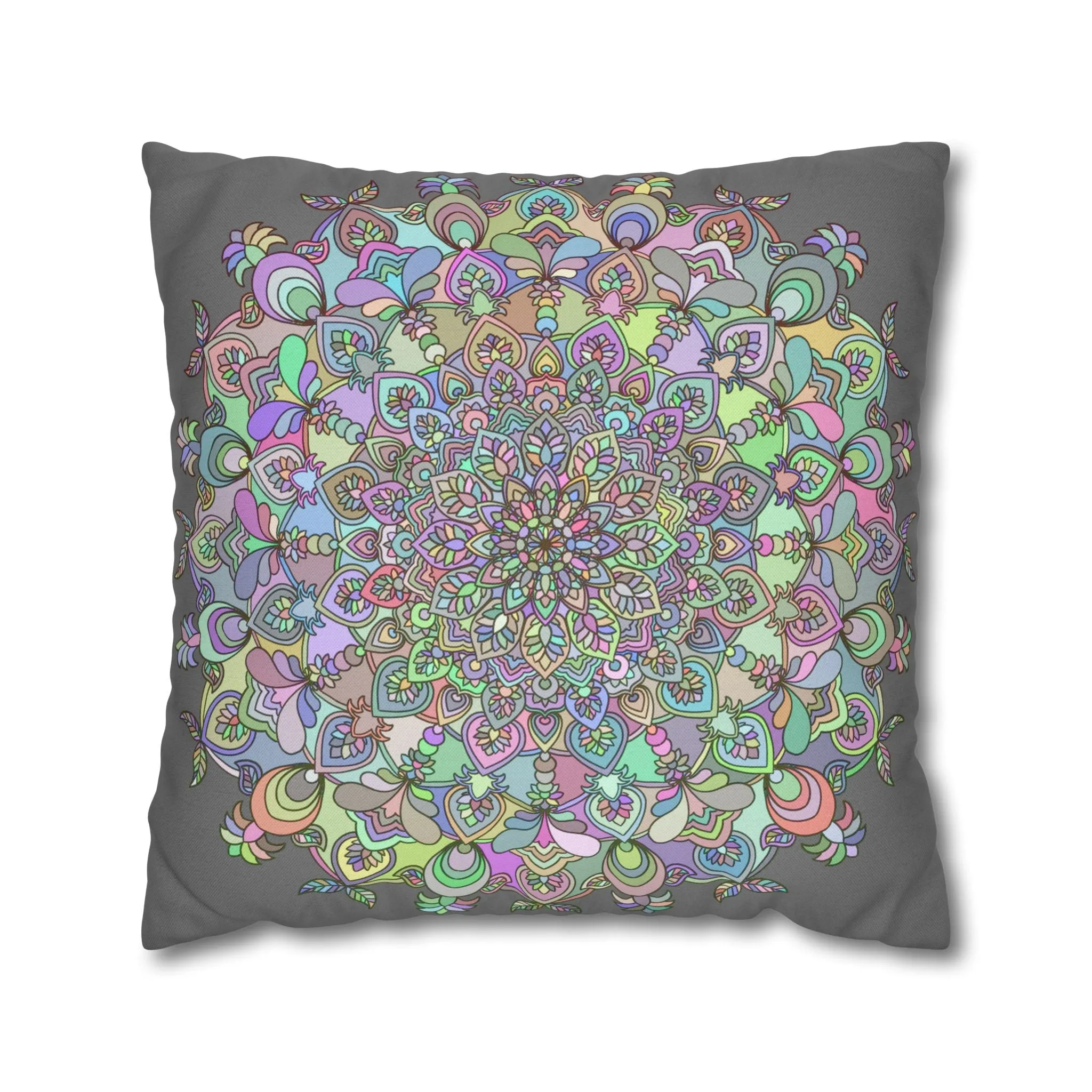 Mandala Design Square Pillowcase - Hand-drawn Art in Soft Pastel Colors