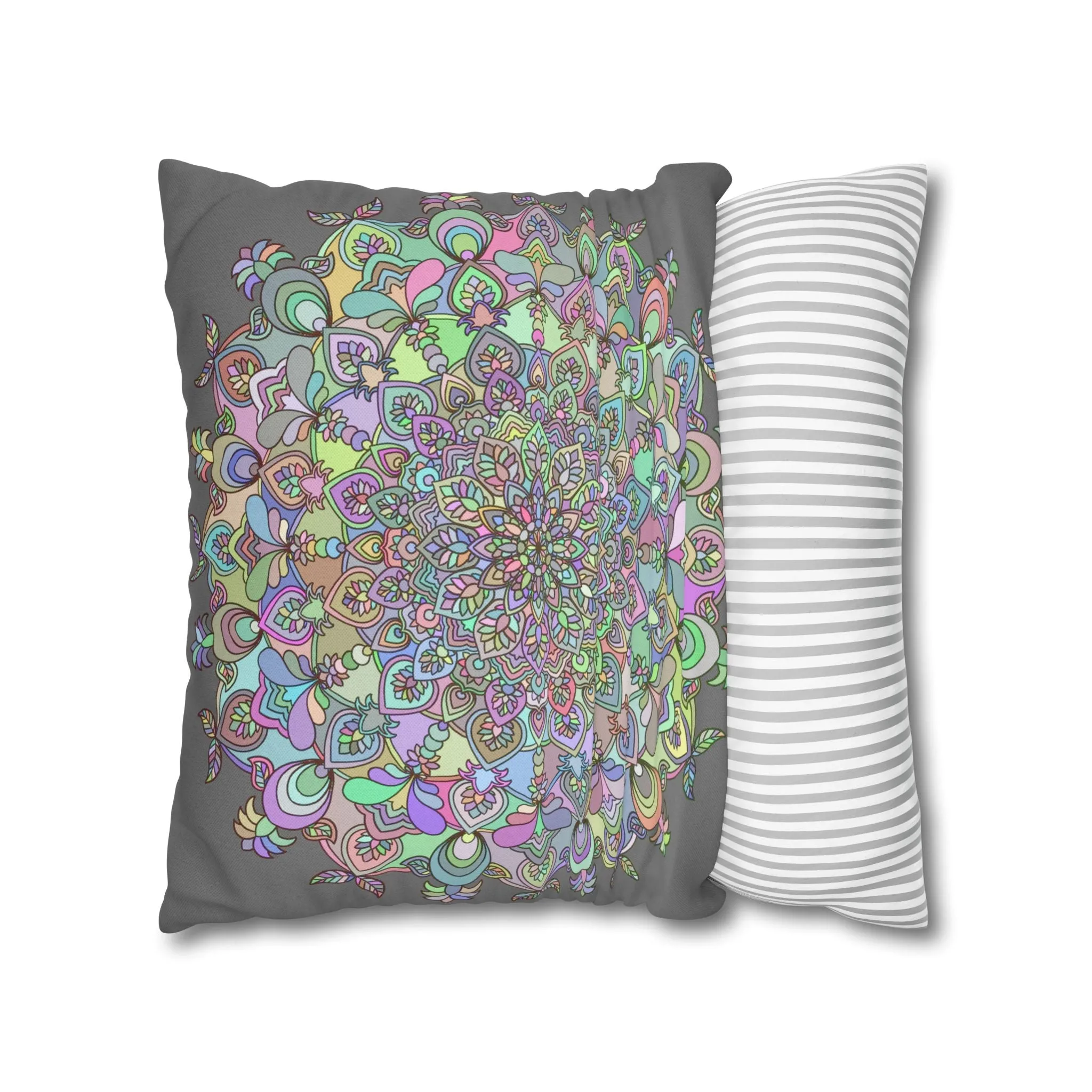 Mandala Design Square Pillowcase - Hand-drawn Art in Soft Pastel Colors