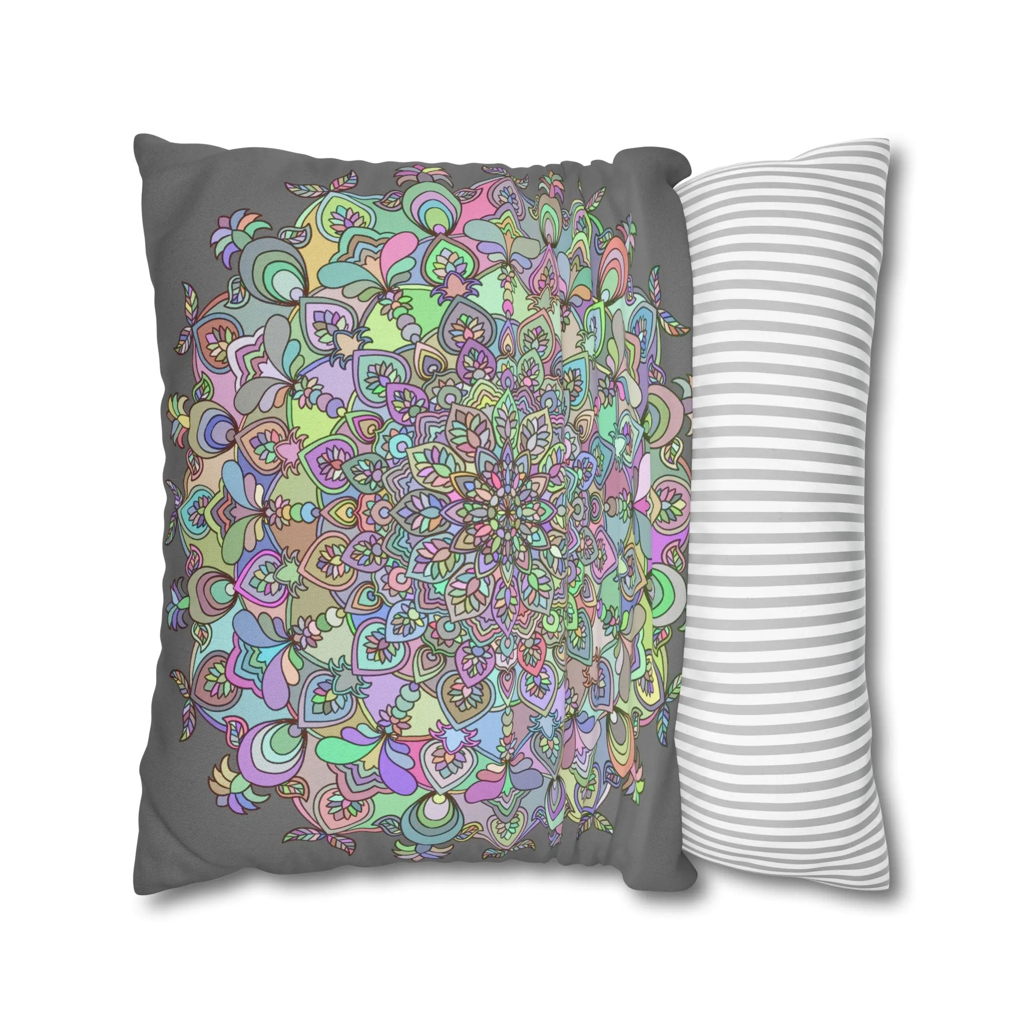Mandala Design Square Pillowcase - Hand-drawn Art in Soft Pastel Colors
