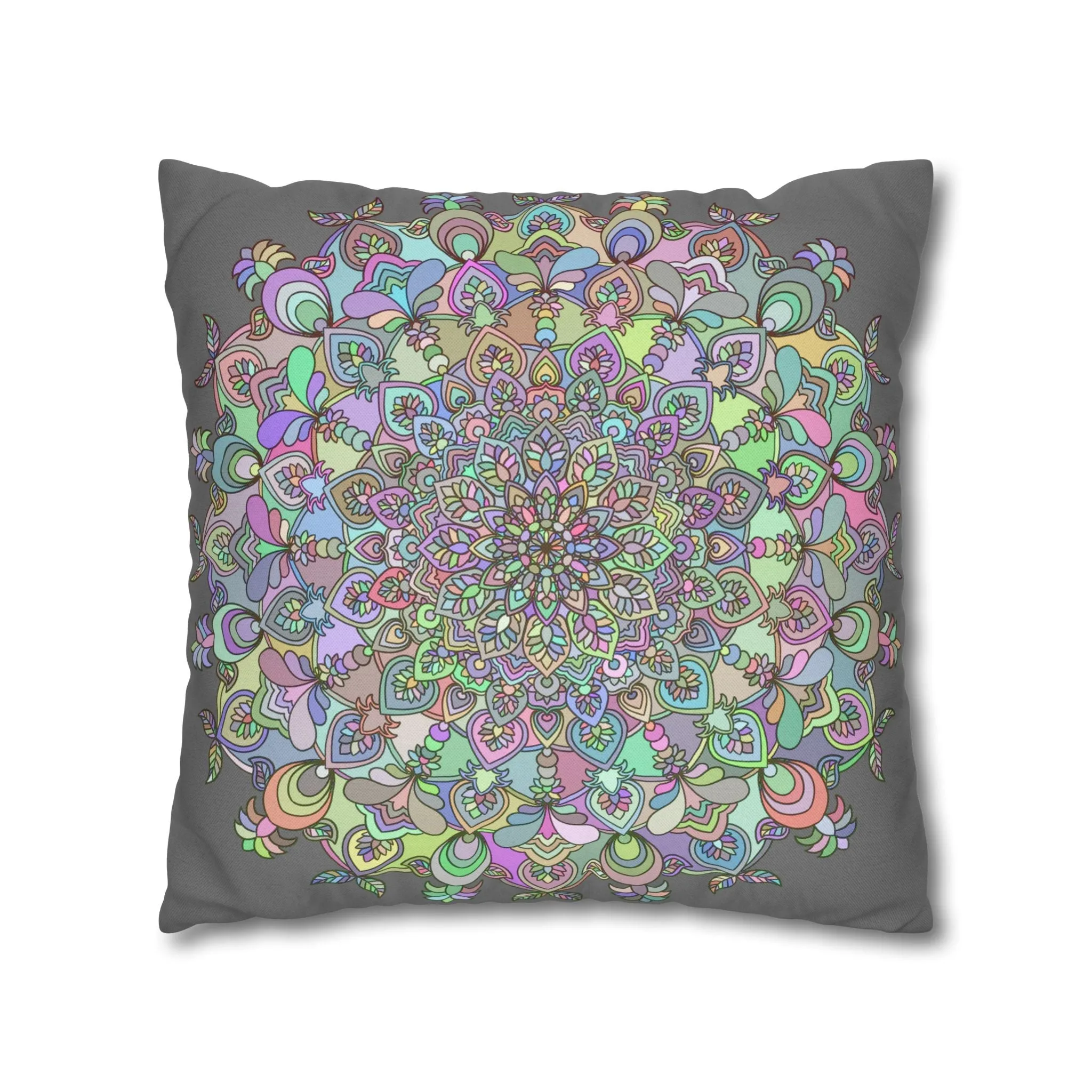 Mandala Design Square Pillowcase - Hand-drawn Art in Soft Pastel Colors
