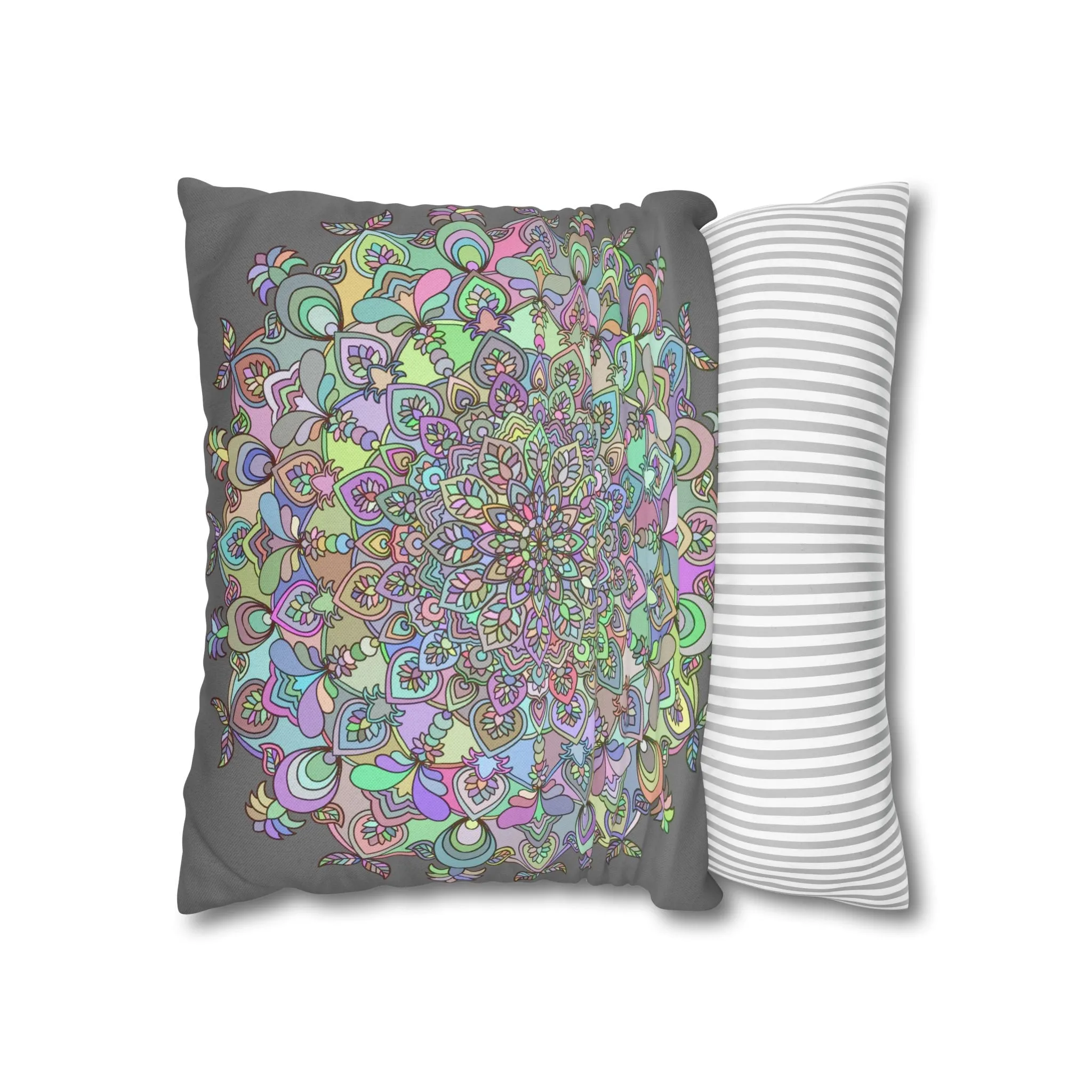 Mandala Design Square Pillowcase - Hand-drawn Art in Soft Pastel Colors