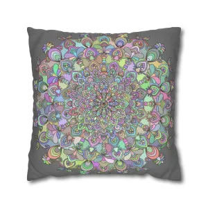 Mandala Design Square Pillowcase - Hand-drawn Art in Soft Pastel Colors