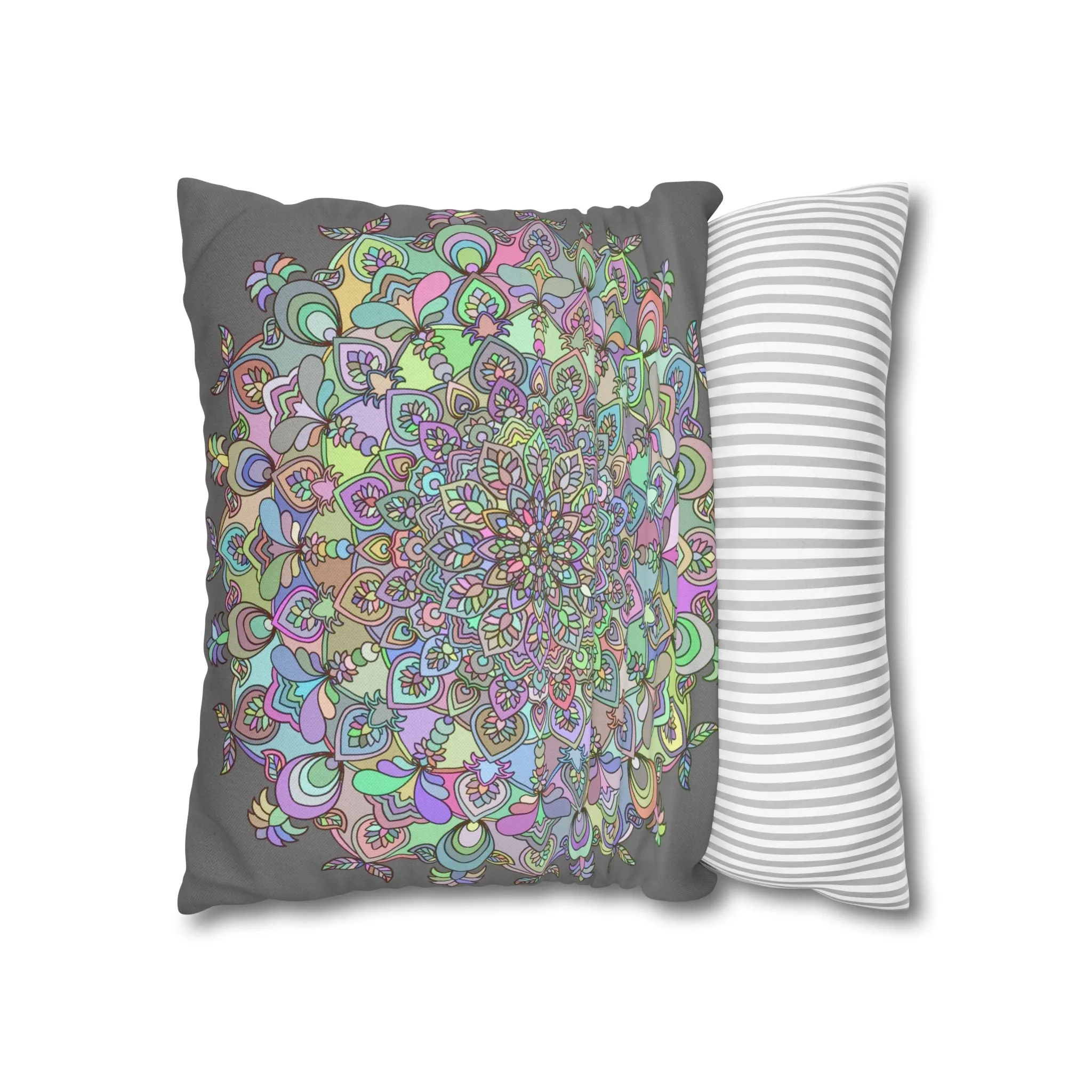 Mandala Design Square Pillowcase - Hand-drawn Art in Soft Pastel Colors