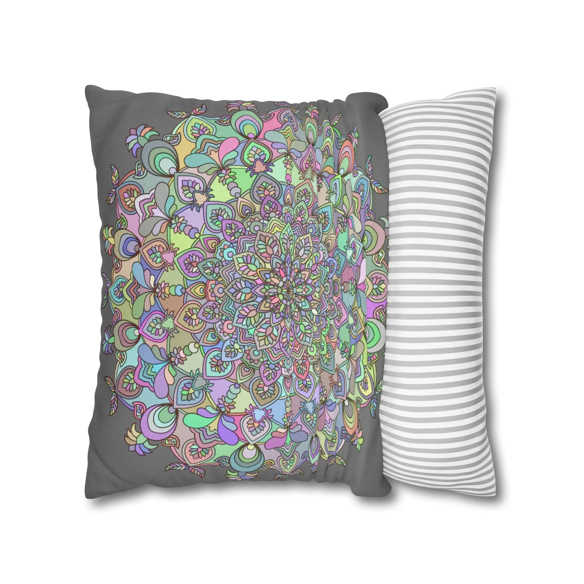 Mandala Design Square Pillowcase - Hand-drawn Art in Soft Pastel Colors