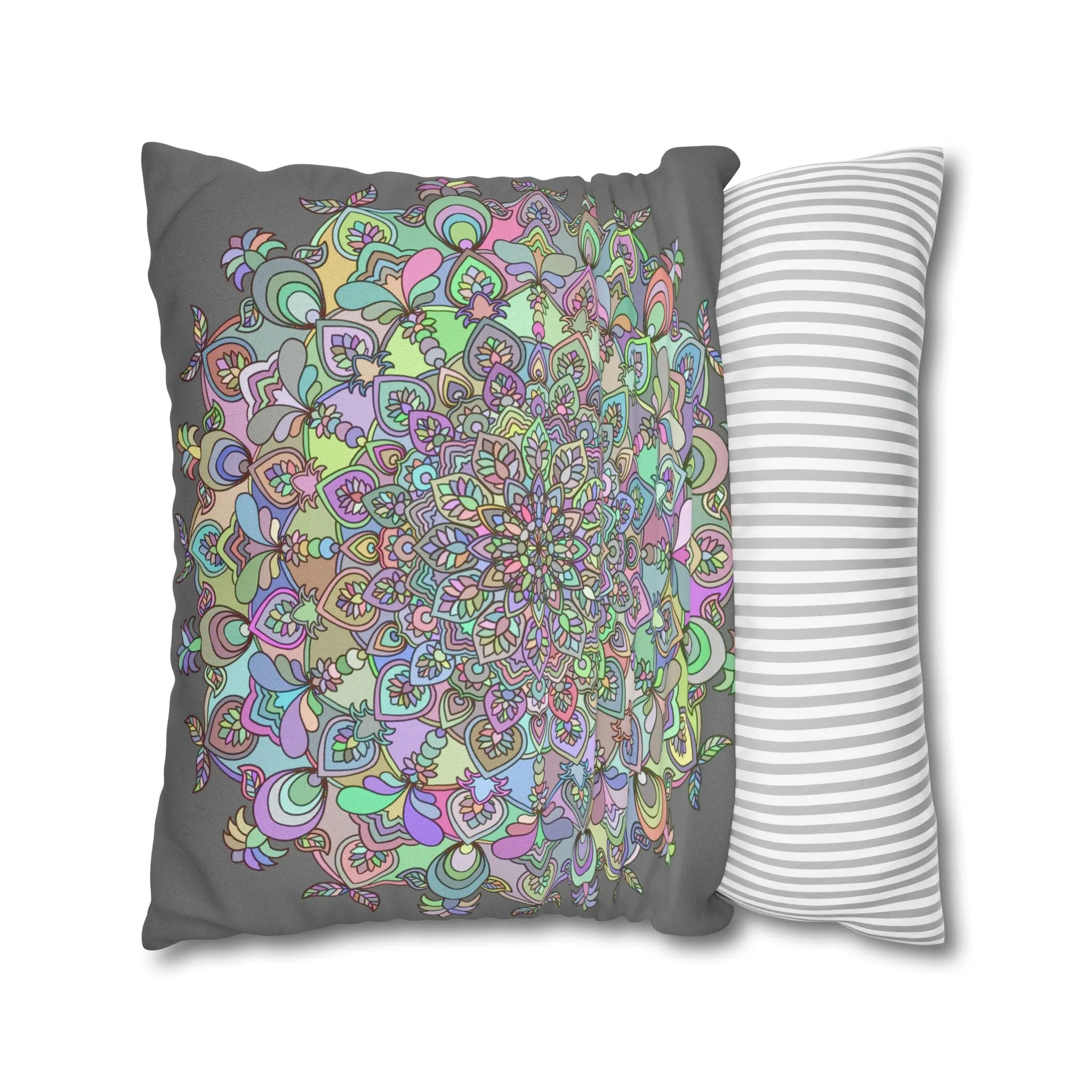 Mandala Design Square Pillowcase - Hand-drawn Art in Soft Pastel Colors