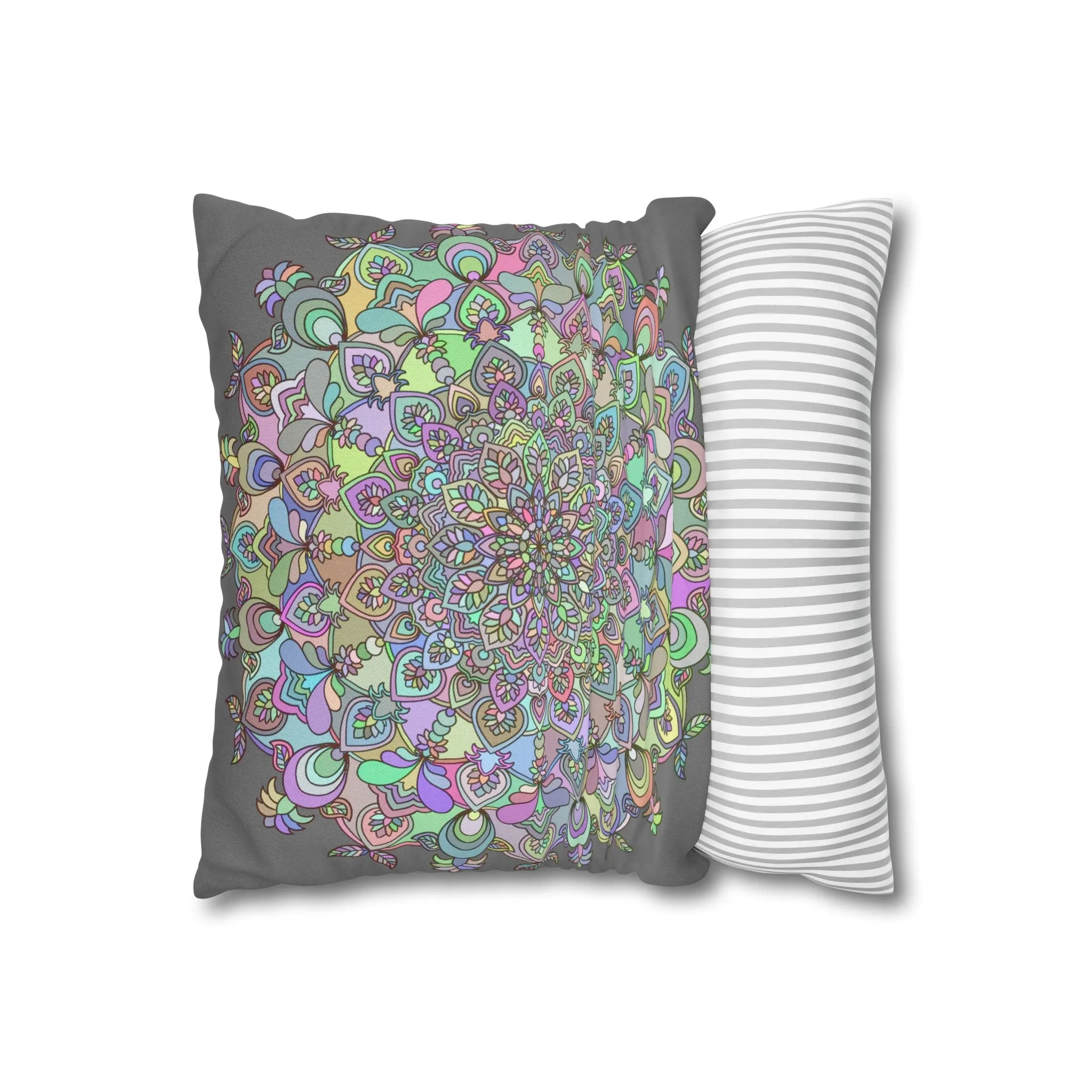Mandala Design Square Pillowcase - Hand-drawn Art in Soft Pastel Colors