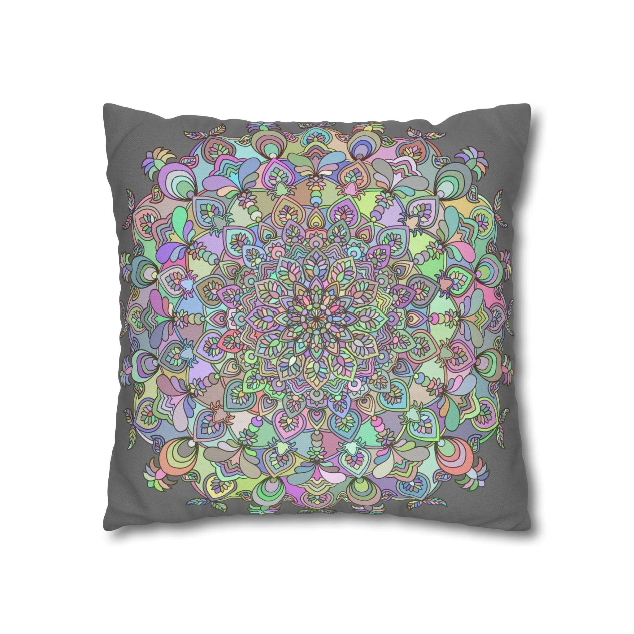 Mandala Design Square Pillowcase - Hand-drawn Art in Soft Pastel Colors