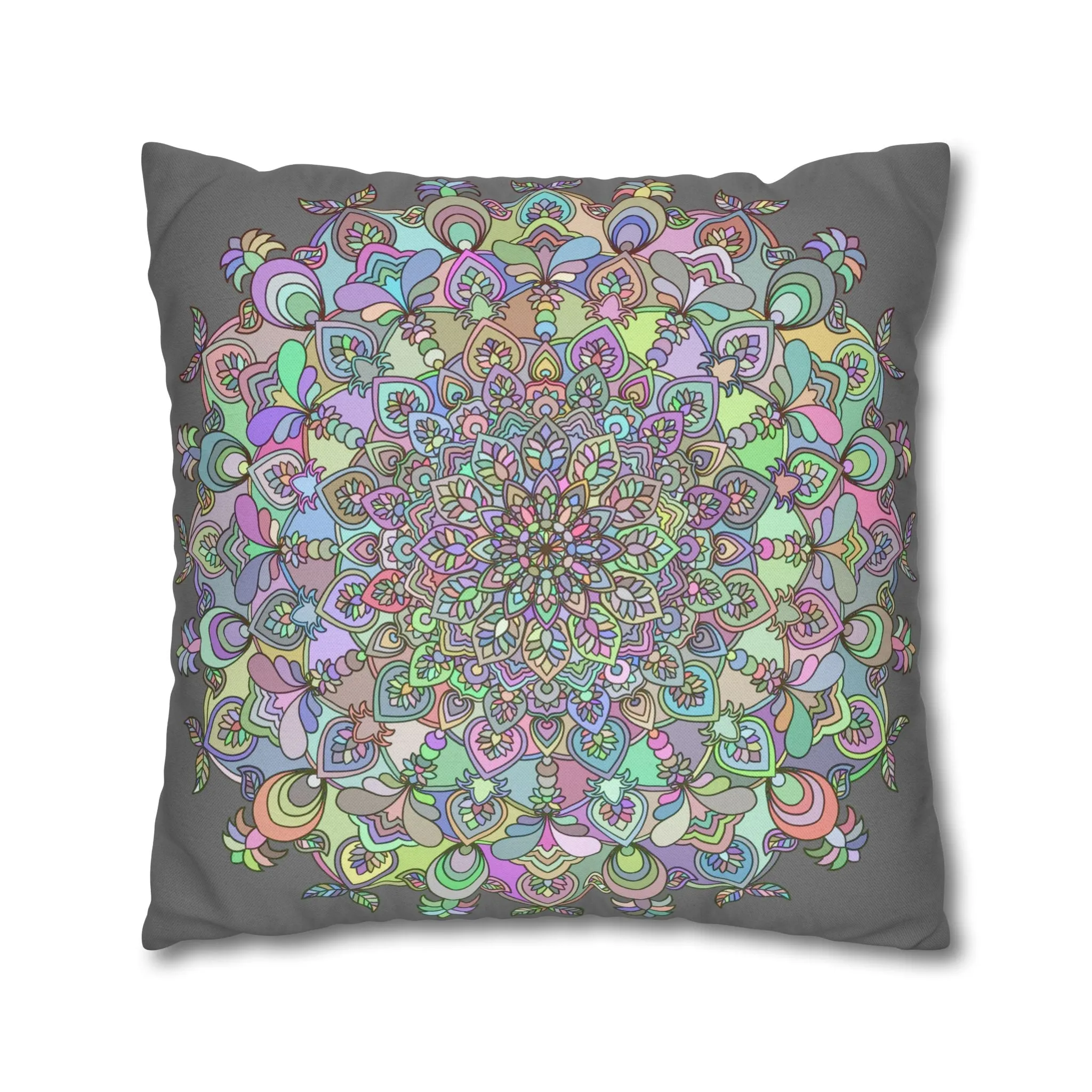 Mandala Design Square Pillowcase - Hand-drawn Art in Soft Pastel Colors