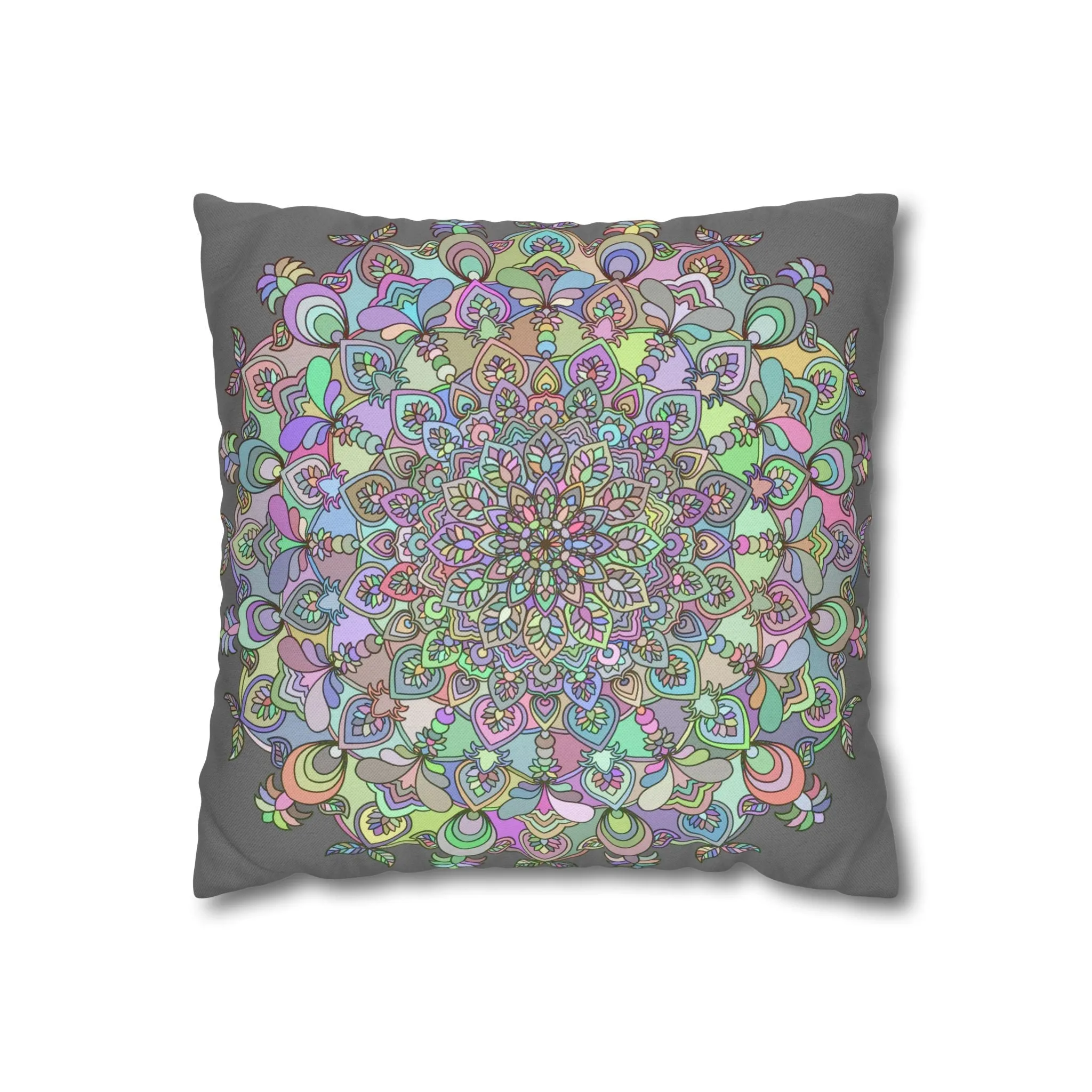 Mandala Design Square Pillowcase - Hand-drawn Art in Soft Pastel Colors