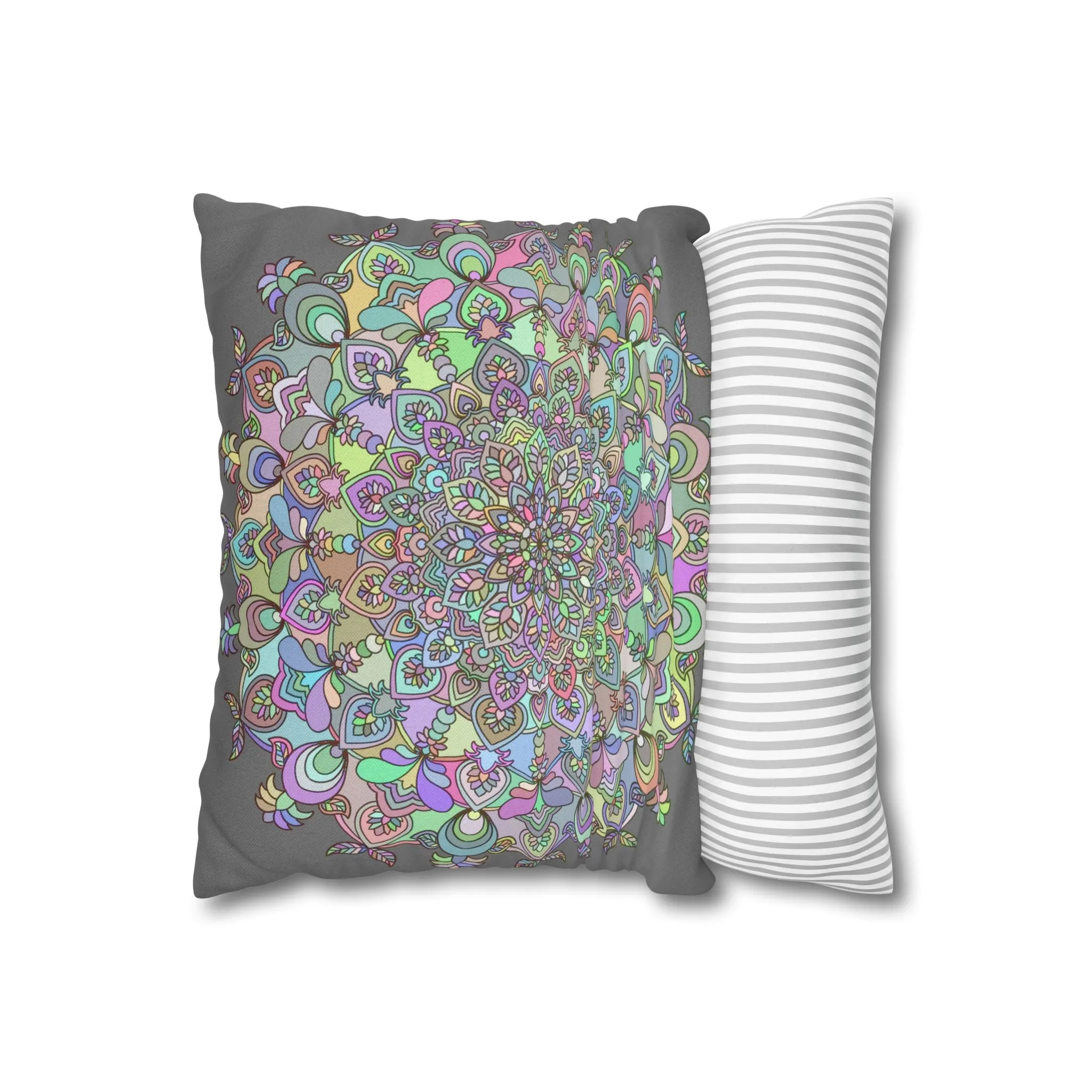 Mandala Design Square Pillowcase - Hand-drawn Art in Soft Pastel Colors