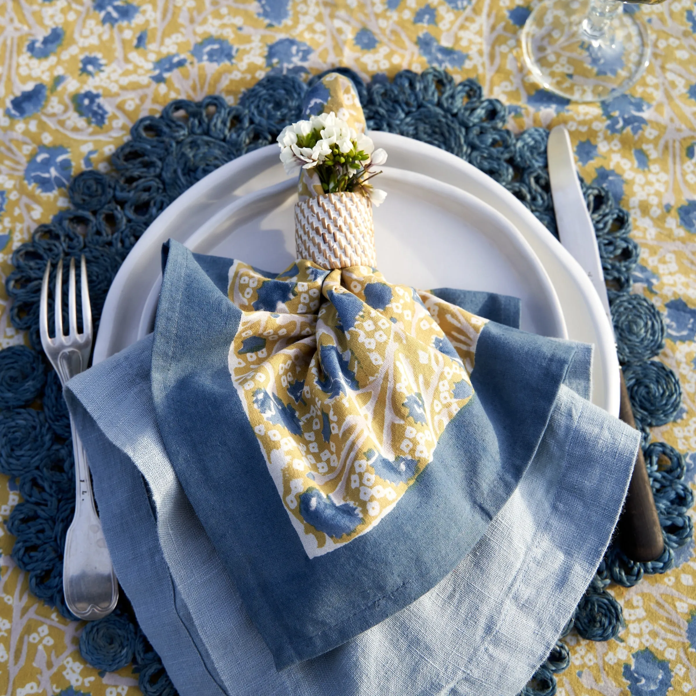 Meadows Napkins Blue & Green, Set of 6