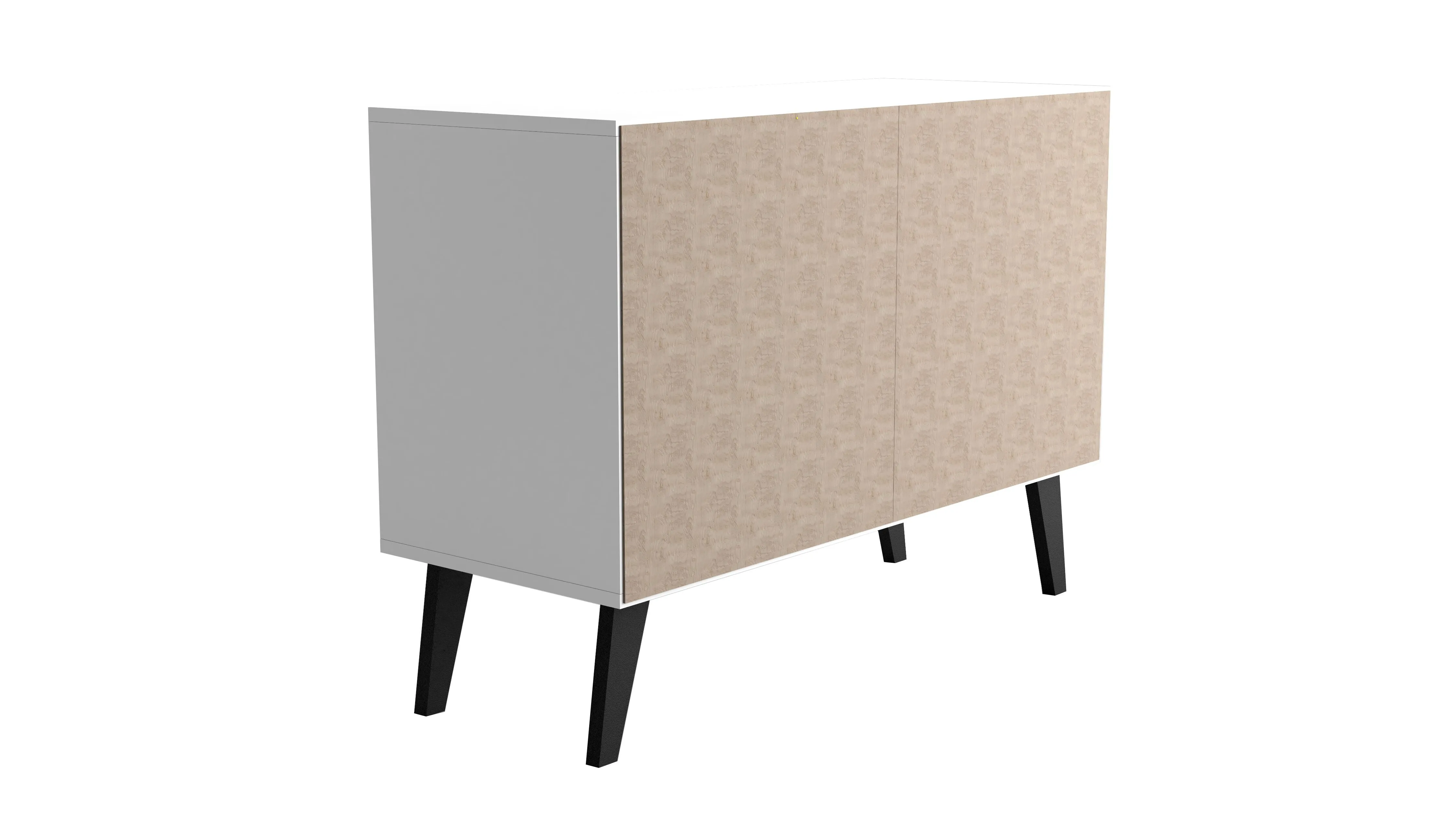 Mid-Century- Modern Amsterdam Double Side Table 2.0 with 3 Shelves in White
