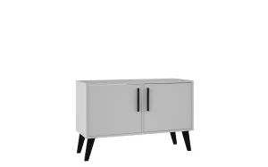 Mid-Century- Modern Amsterdam Double Side Table 2.0 with 3 Shelves in White