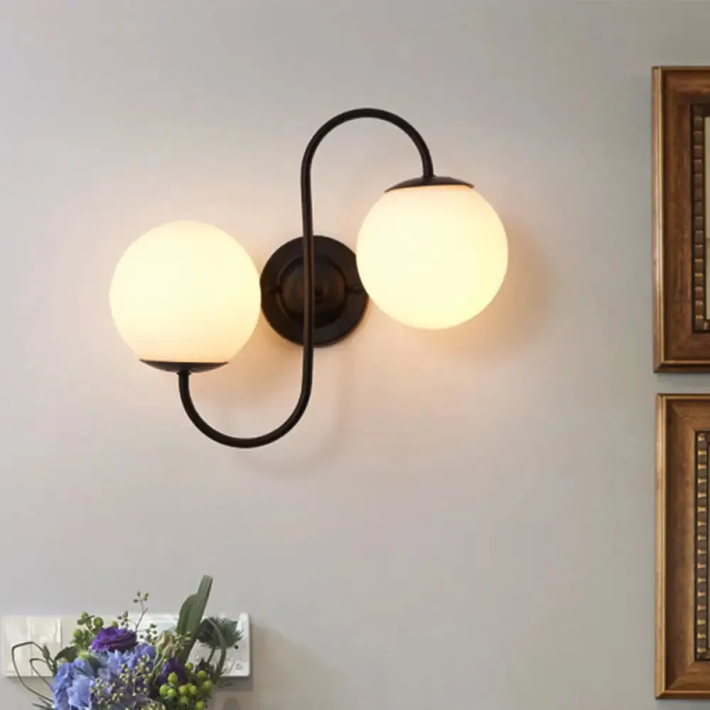Modern Black and White Glass Wall Sconce Light Fixture - Living Room Lamp