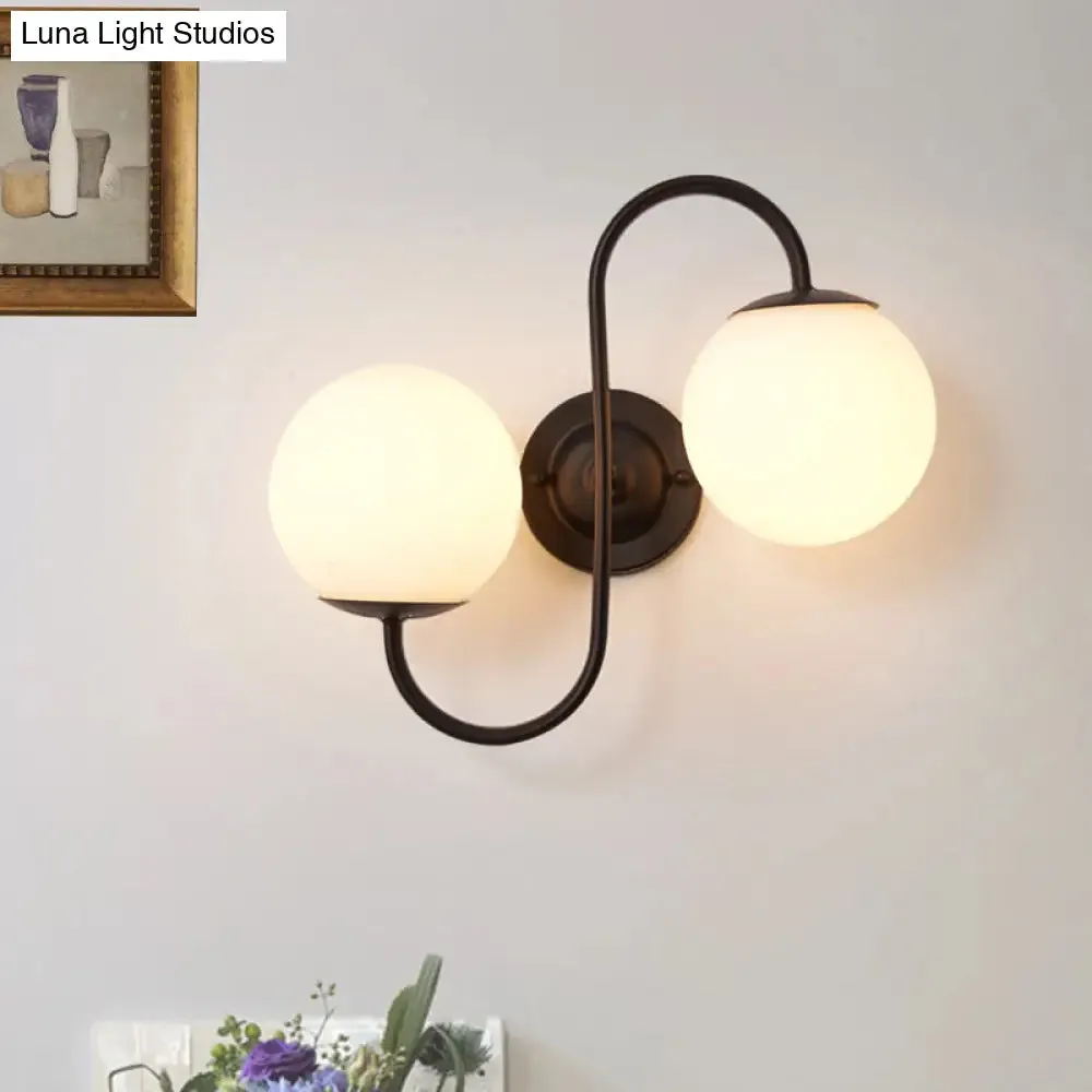 Modern Black and White Glass Wall Sconce Light Fixture - Living Room Lamp