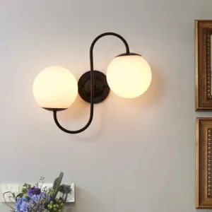 Modern Black and White Glass Wall Sconce Light Fixture - Living Room Lamp