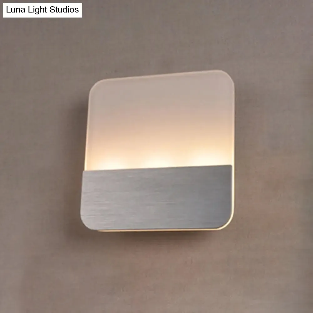 Modern LED Sconce Light: Sleek White Round/Square Design, Single Acrylic Wall Lighting in Warm/White Glow