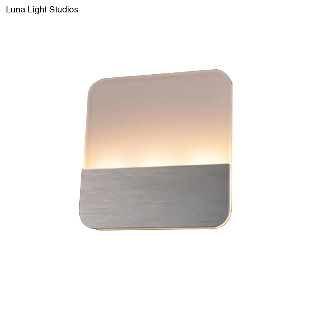 Modern LED Sconce Light: Sleek White Round/Square Design, Single Acrylic Wall Lighting in Warm/White Glow