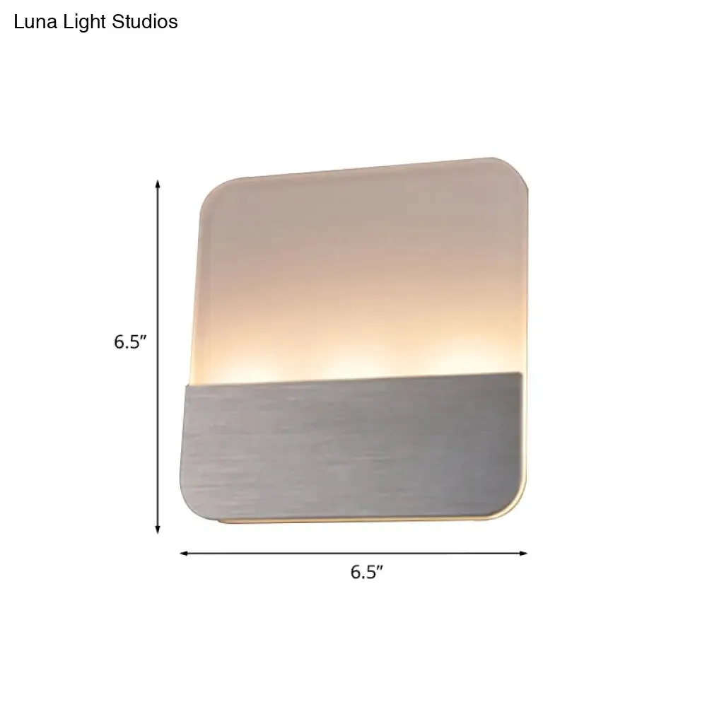Modern LED Sconce Light: Sleek White Round/Square Design, Single Acrylic Wall Lighting in Warm/White Glow