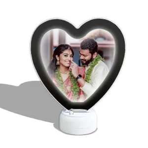 MUSHA Heart Shape Personalized Customized Magic Mirror Cum Photo Frame (19.5X 23.5 CM) Big