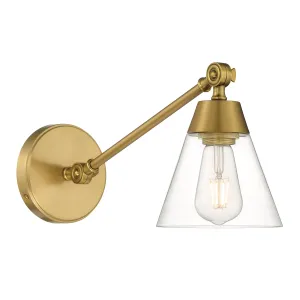 Open Box Owen Adjustable One Arm Wall Light, Satin Brass