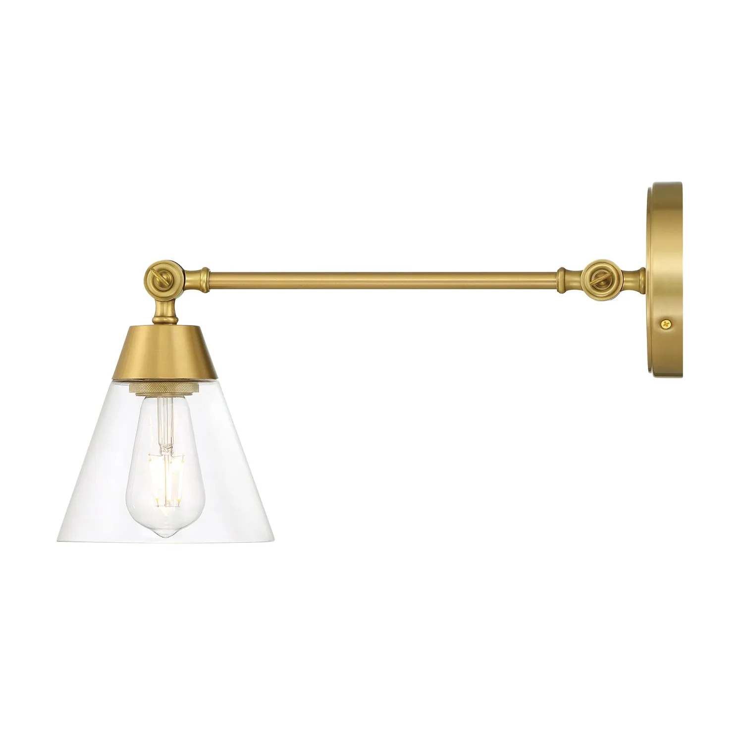 Open Box Owen Adjustable One Arm Wall Light, Satin Brass