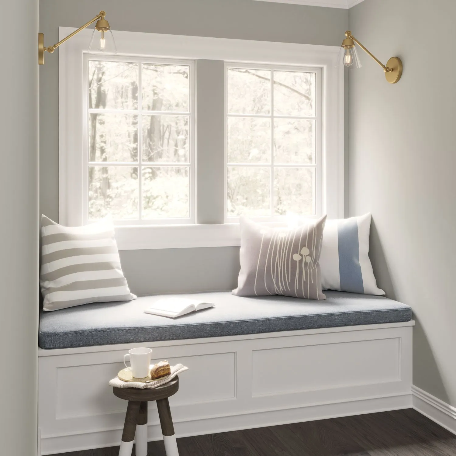 Open Box Owen Adjustable One Arm Wall Light, Satin Brass