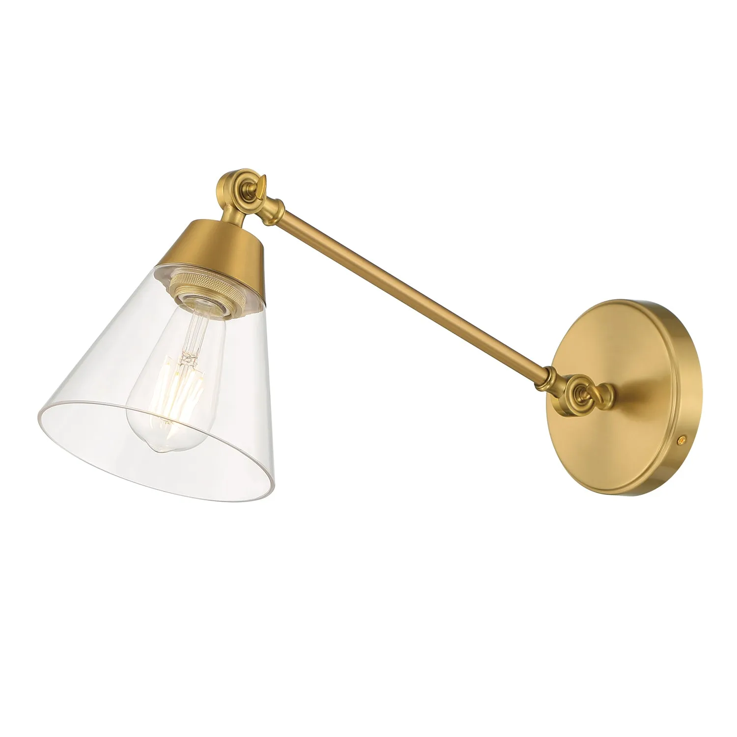 Open Box Owen Adjustable One Arm Wall Light, Satin Brass