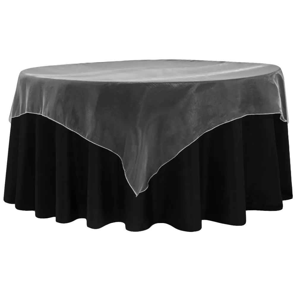 Organza 72" Square Table Overlay - White