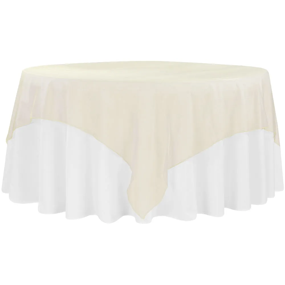 Organza 90"x90" Square Table Overlay - Champagne