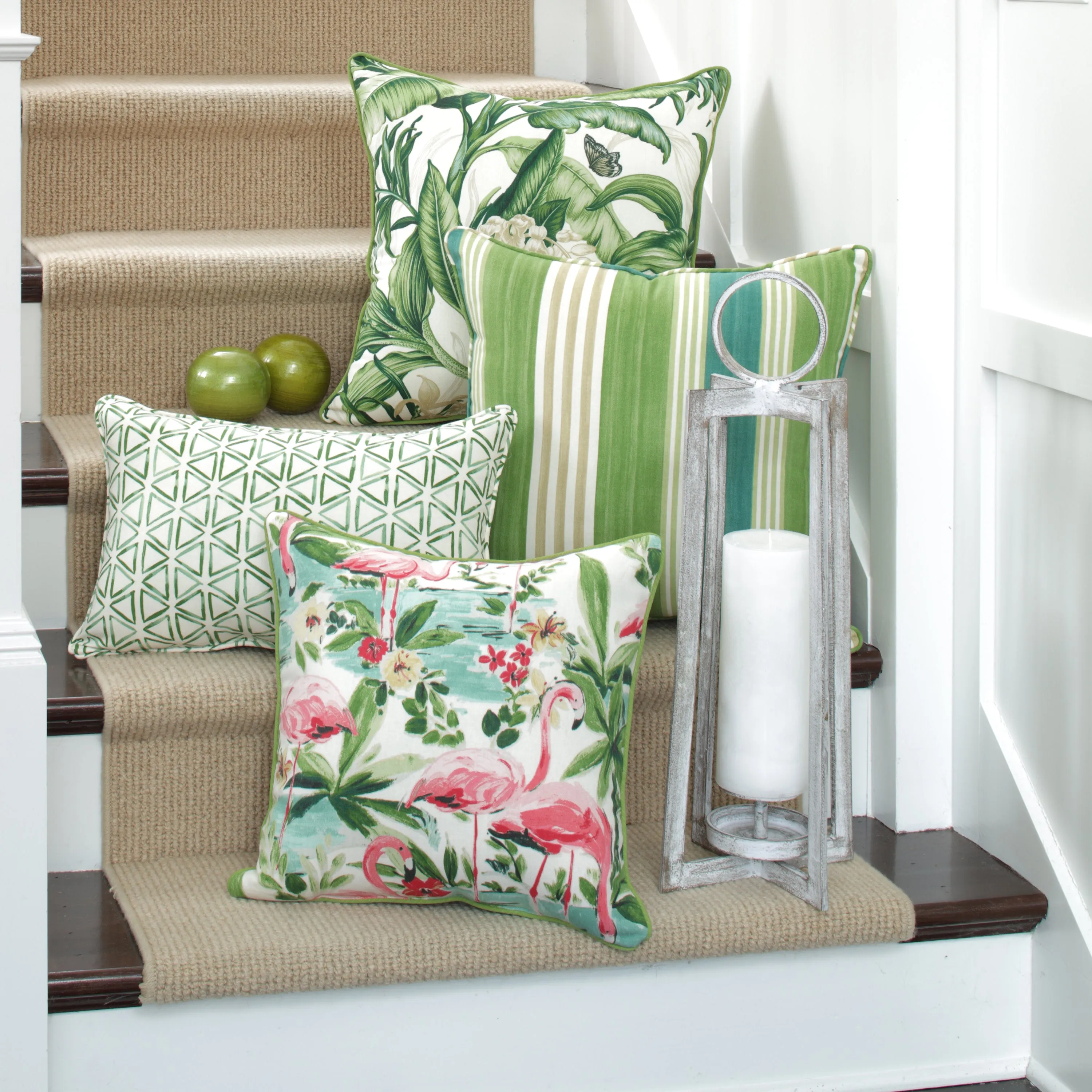 Painted Triangles Verte 18-Inch Throw Pillow