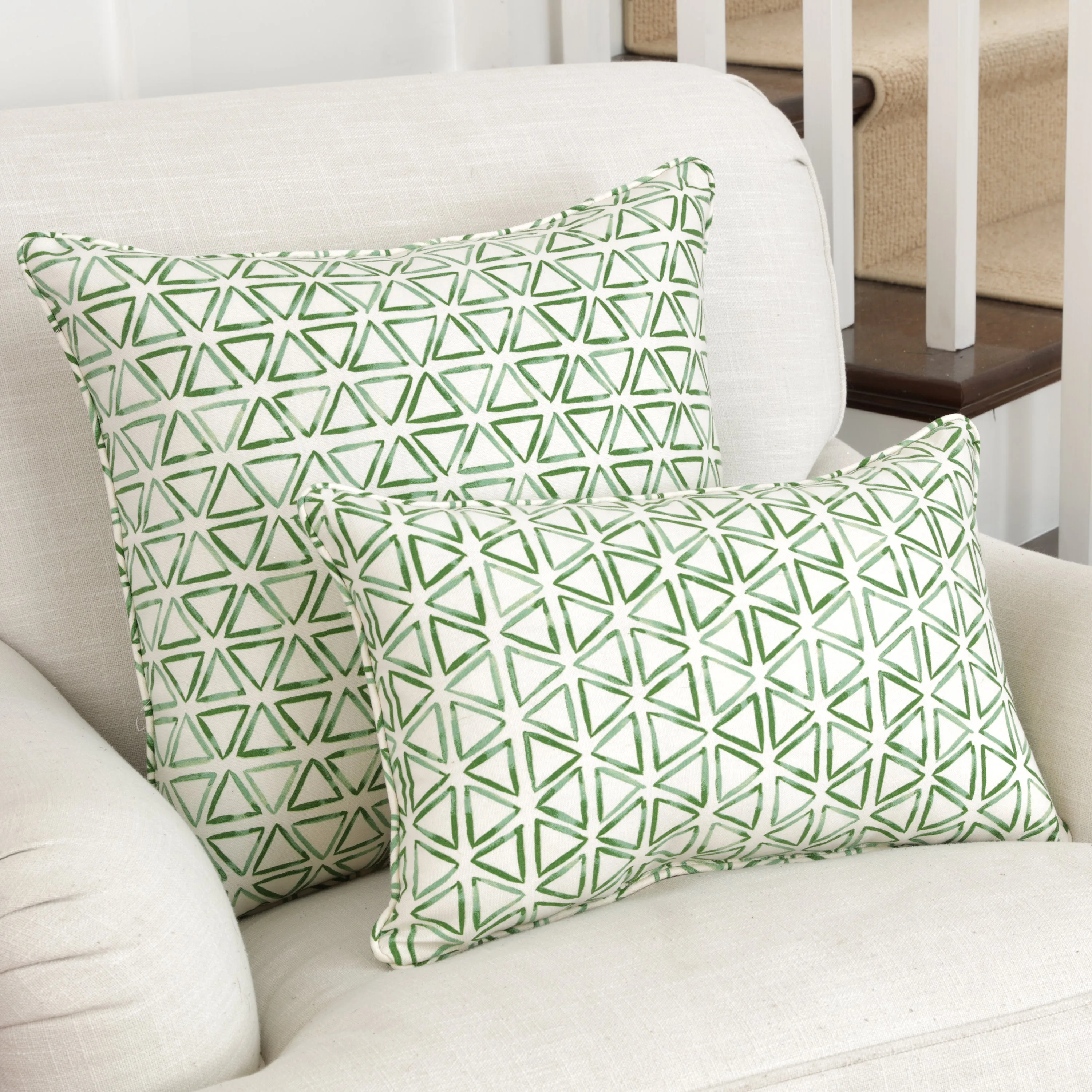 Painted Triangles Verte 18-Inch Throw Pillow