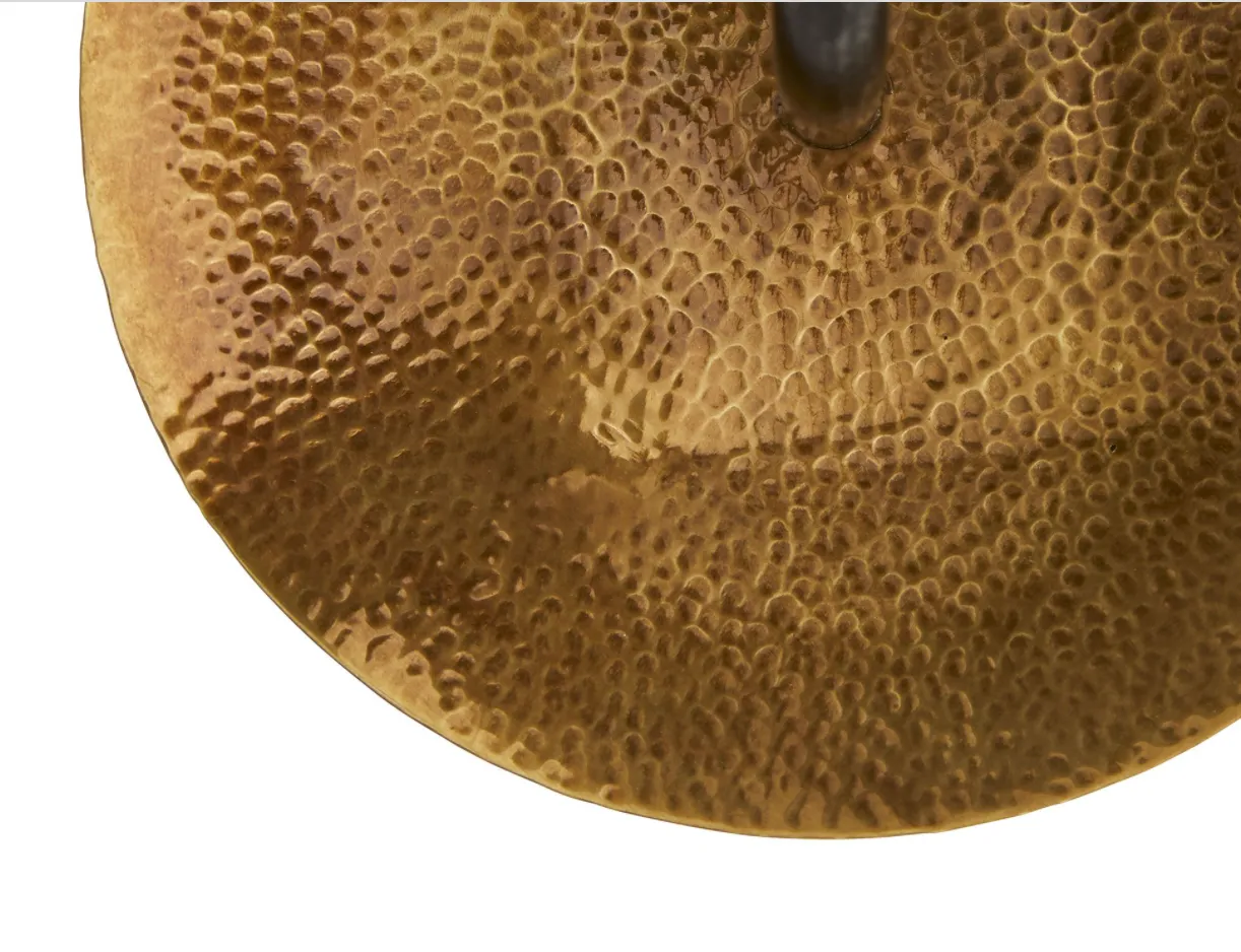 Pair of hammered brass dish sconces