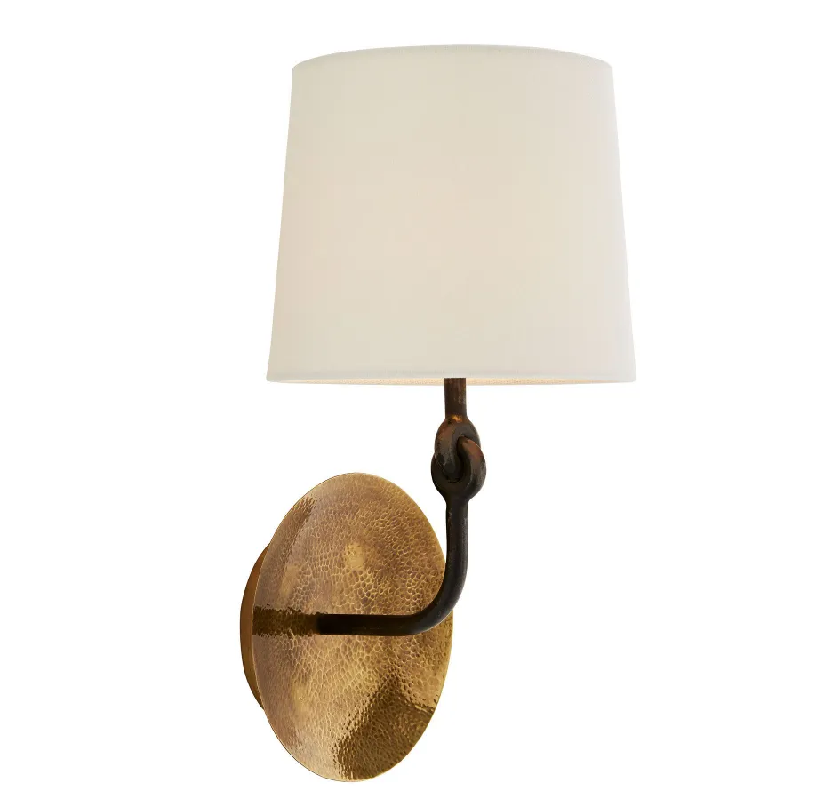 Pair of hammered brass dish sconces