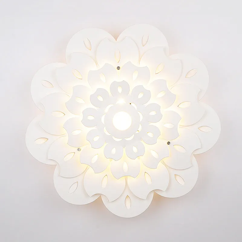 Pretty White Floral LED Wall Lamp for Kids' Bedrooms