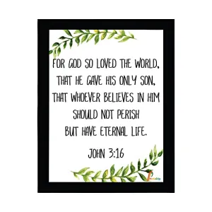Printality Bible verse Wall Photo Frame JOHN 3:16 Printed Verse Photo Frame 8 x 10 Inches Size Christians Photo Frame for Christmas gifts