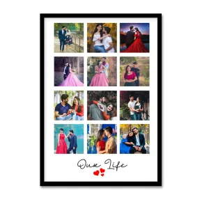 Prints club Personalized Photo Frames For Walls Decoration And Customized Photo Frame/Photo Frame For Birthday, Anniversary, Gifts maximum 12 photos required (Vertical) (8 X 12 Inch)