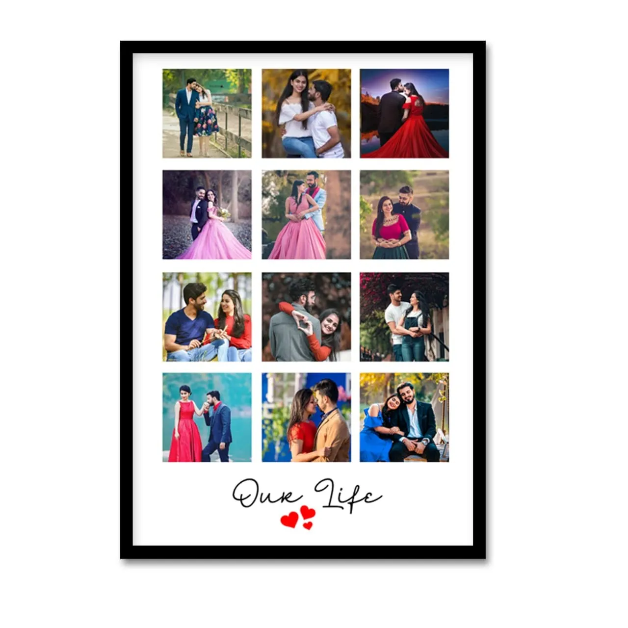 Prints club Personalized Photo Frames For Walls Decoration And Customized Photo Frame/Photo Frame For Birthday, Anniversary, Gifts maximum 12 photos required (Vertical) (8 X 12 Inch)