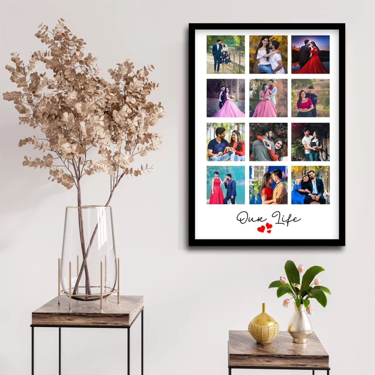 Prints club Personalized Photo Frames For Walls Decoration And Customized Photo Frame/Photo Frame For Birthday, Anniversary, Gifts maximum 12 photos required (Vertical) (8 X 12 Inch)