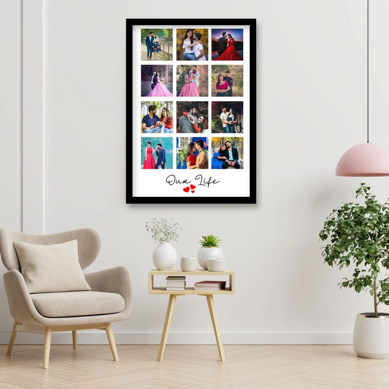 Prints club Personalized Photo Frames For Walls Decoration And Customized Photo Frame/Photo Frame For Birthday, Anniversary, Gifts maximum 12 photos required (Vertical) (8 X 12 Inch)