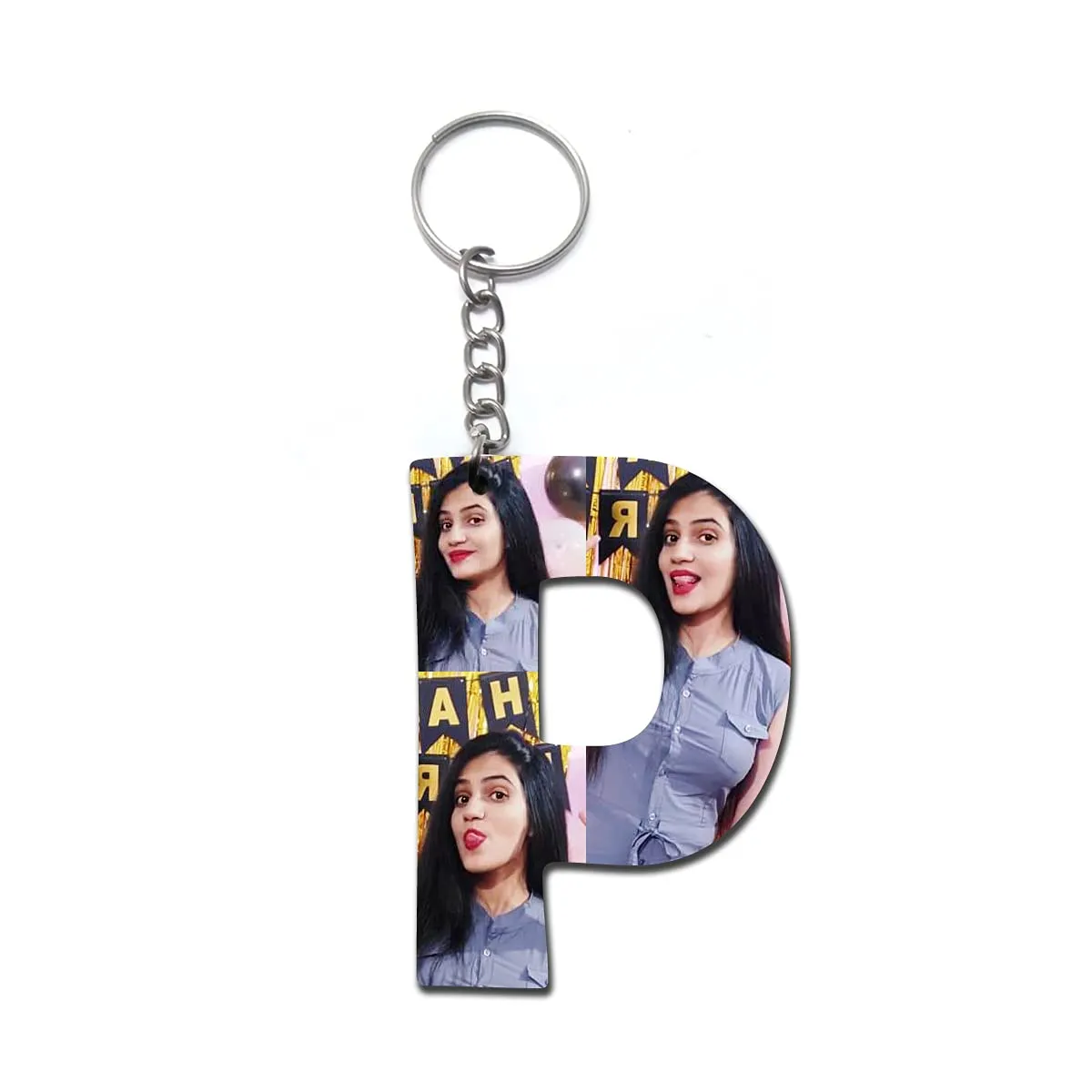 Prints Club personalized Wooden Alphabet Shape Photo Keychains
