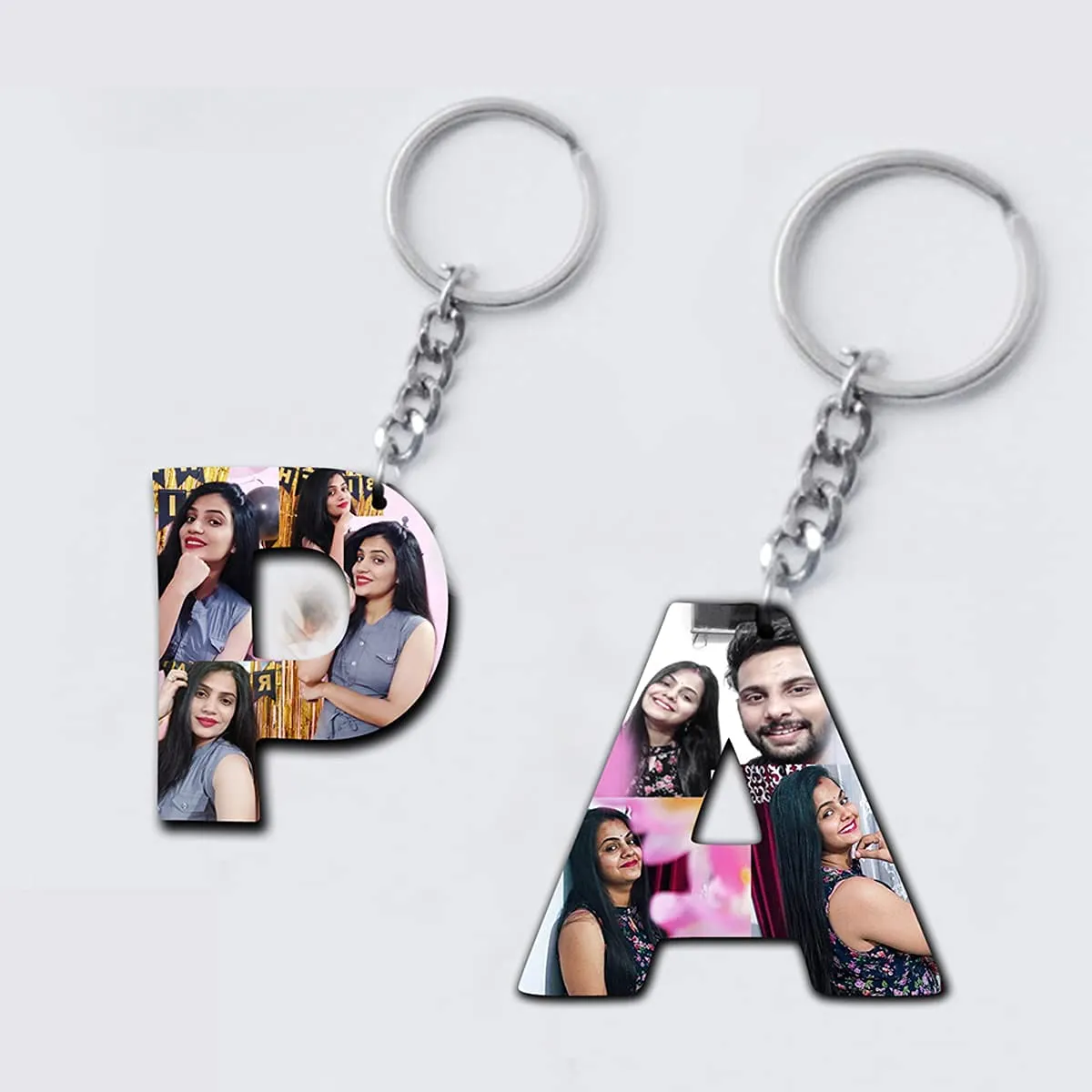 Prints Club personalized Wooden Alphabet Shape Photo Keychains