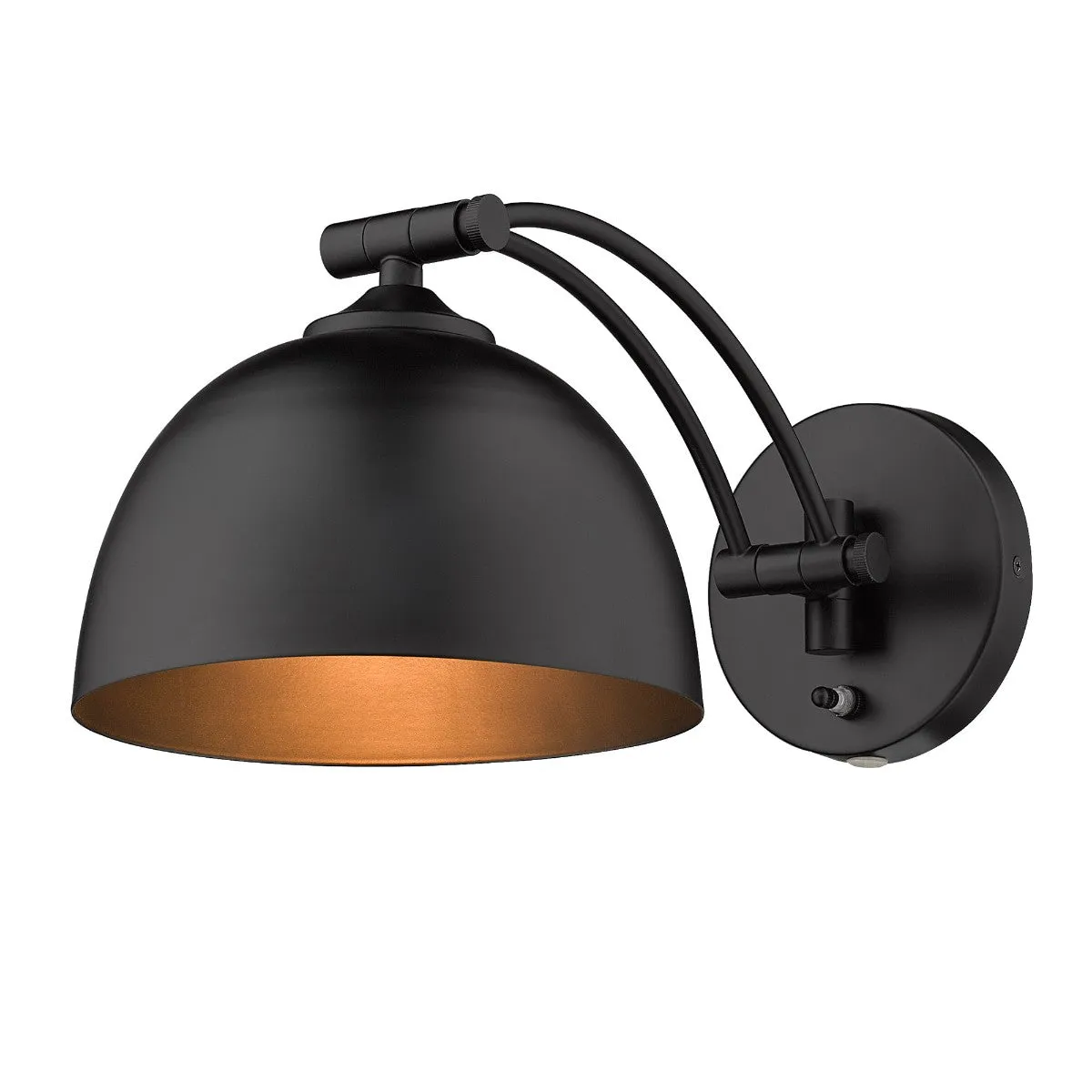 Rey 16 in. Swing Arm Wall Sconce Black Finish