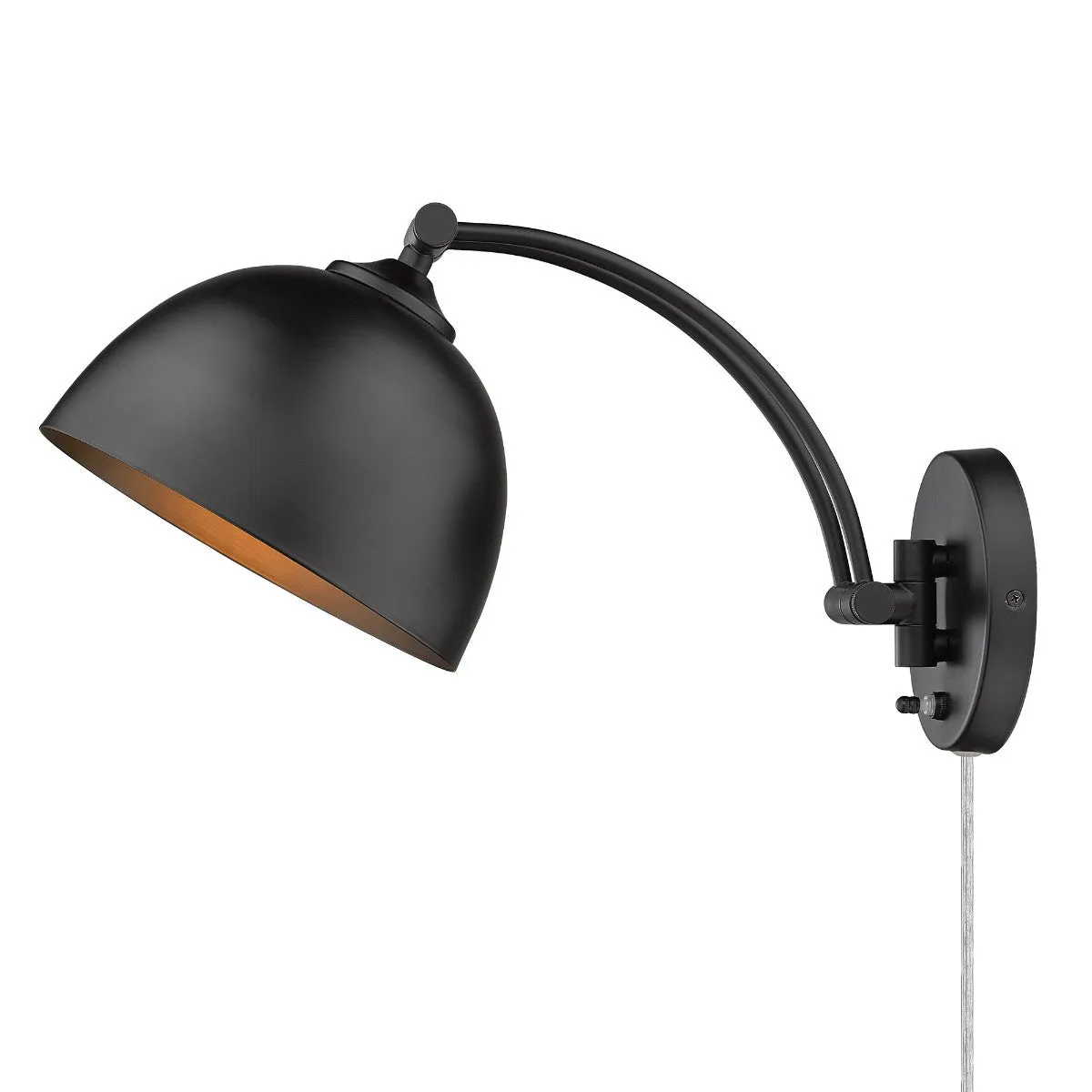 Rey 16 in. Swing Arm Wall Sconce Black Finish