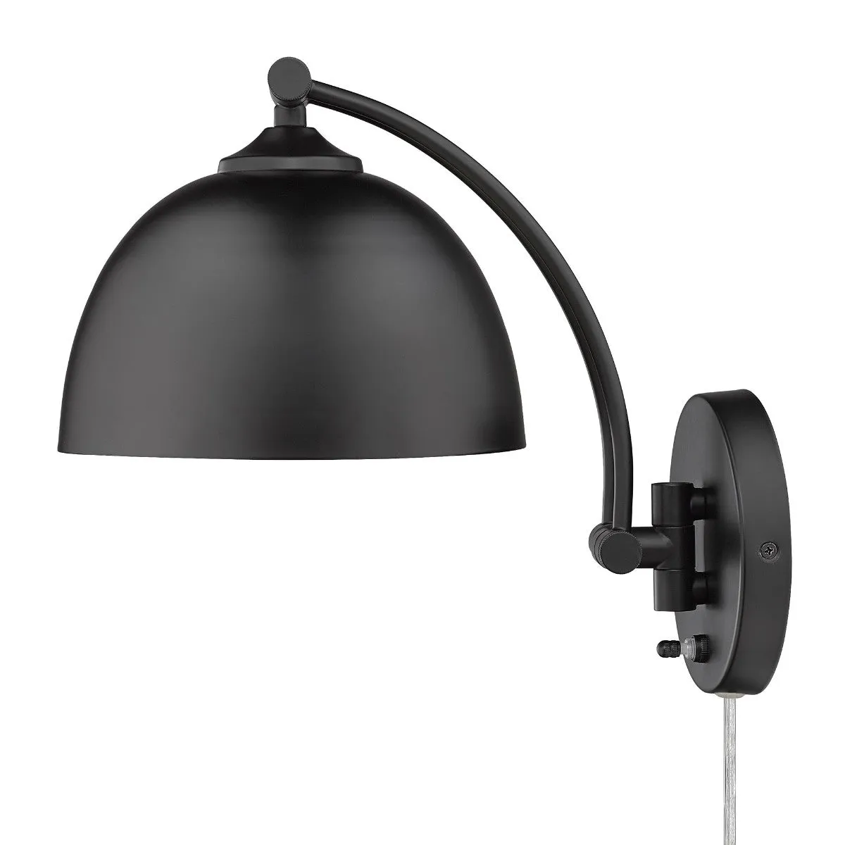 Rey 16 in. Swing Arm Wall Sconce Black Finish