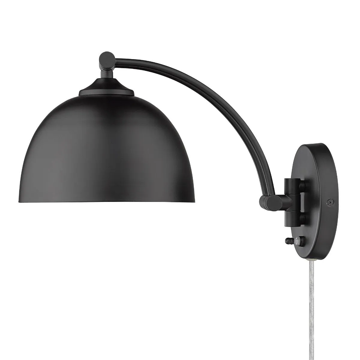 Rey 16 in. Swing Arm Wall Sconce Black Finish