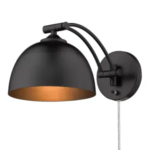 Rey 16 in. Swing Arm Wall Sconce Black Finish
