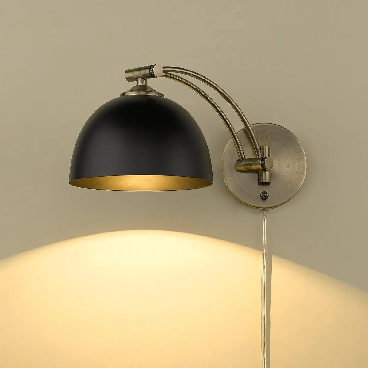 Rey 16 in. Swing Arm Wall Sconce Gold & Black Finish
